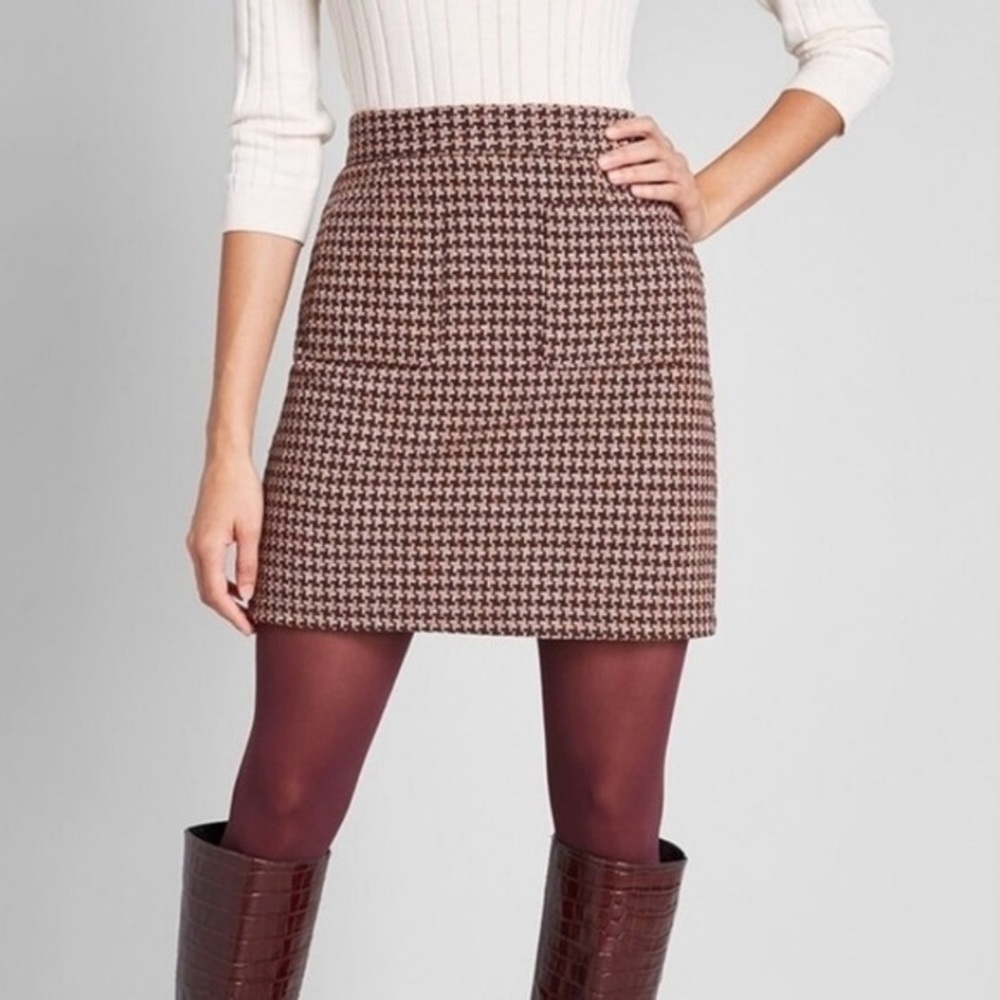 ModCloth brown houndstooth skirt